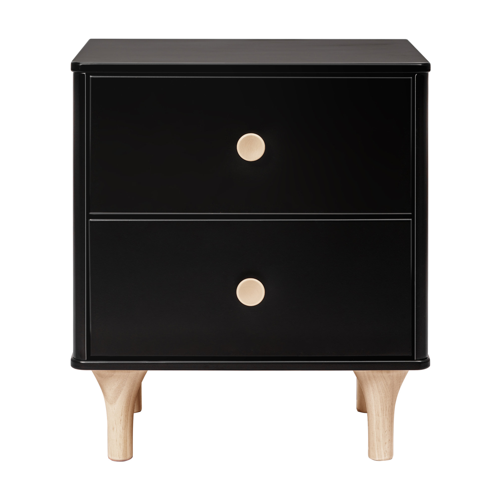 Lolly 2 Drawer Nightstand with USB Port, Black/Washed Natural