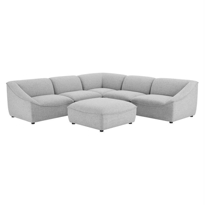 Canapé modulaire 6 pièces Comprise, Velours gris pâle