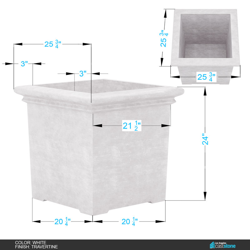 Concrete Planter, Travertine-White