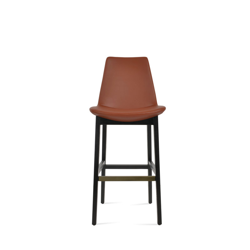 Eiffel Wood Stool, Cinnamon/Faux Leather, Counter Stool  (24” Seat Height)