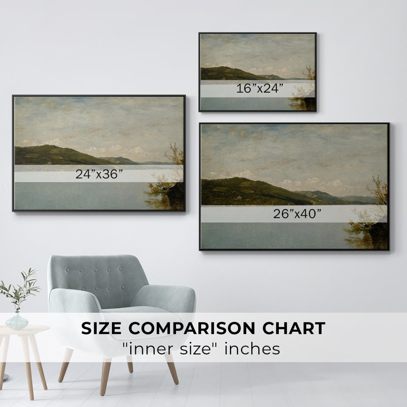 Paysage rétro - DLXVII, H 27 po x l 41 po x P 2 po, Toile avec cadre flottant noir