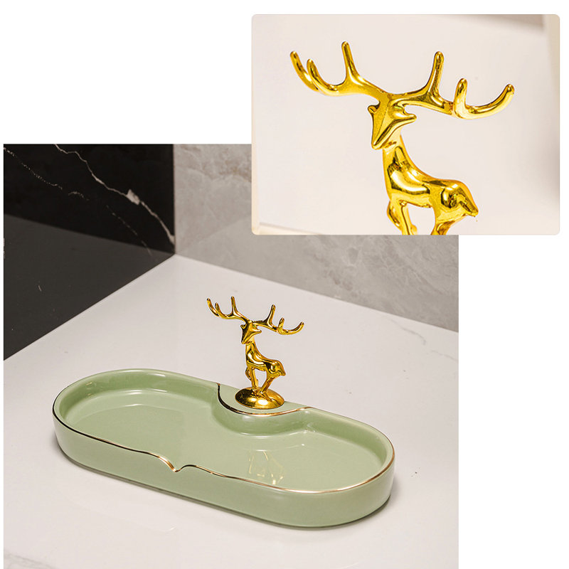 Ensemble d'accessoires de salle de bain, Vert / Rose / Or