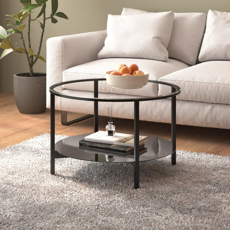 Ebern Designs Tea Table Tempered Glass, Black