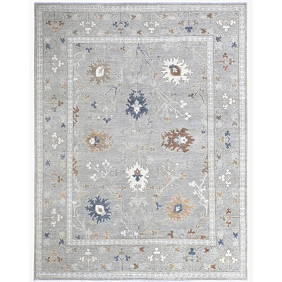 Tapis argent noué à la main de haute qualité