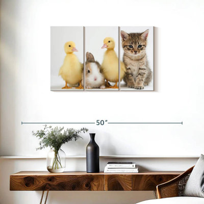 Brampt Kitten With Ducklings And Rabbit
