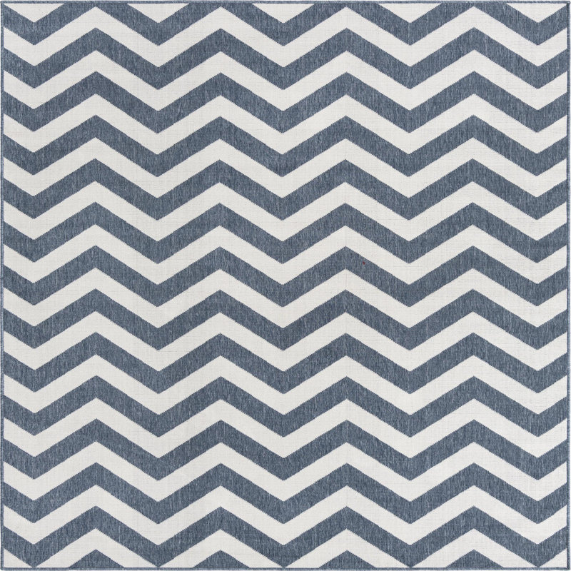 Outdoor Ayton Area Rug Navy Color, Square 7'10"