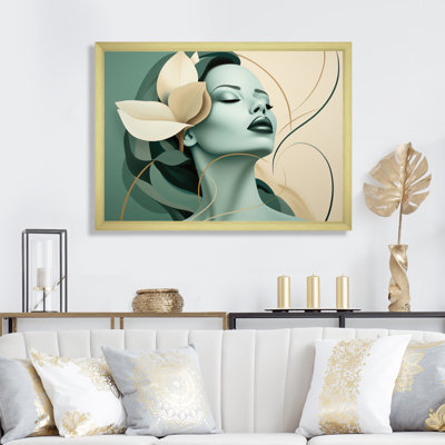Green And Beige Woman Silhouette II - Fashion Wall Art
