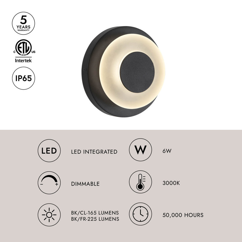 Stephord Outdoor Sconce, Black/Frosted Glass