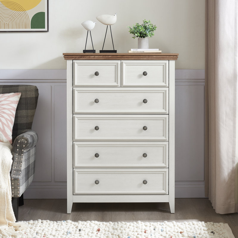 Commode moderne à 6 tiroirs, commode à tiroirs et armoire de rangement à vêtements pour le salon, commode de ferme BEIGE, buffet
