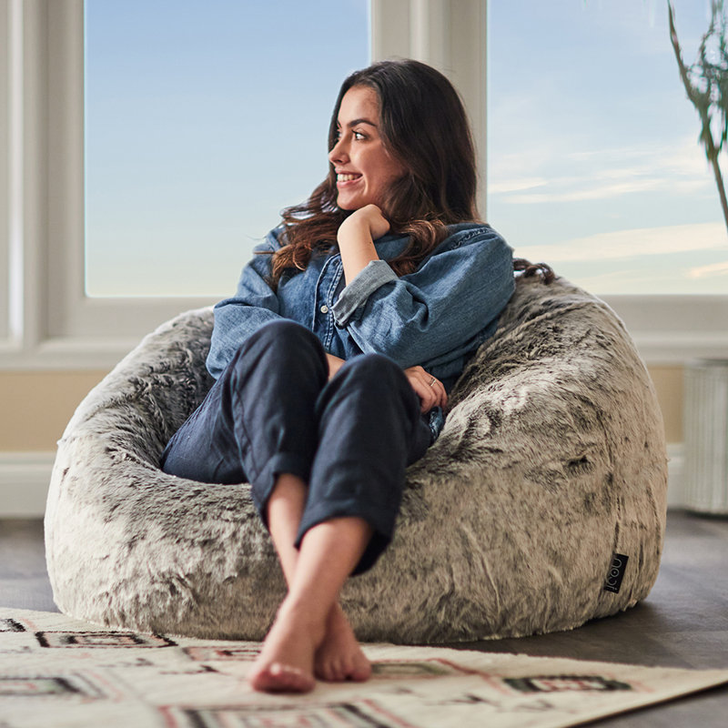 Kingston Faux Fur Bean Bag, Arctic Wolf Grey
