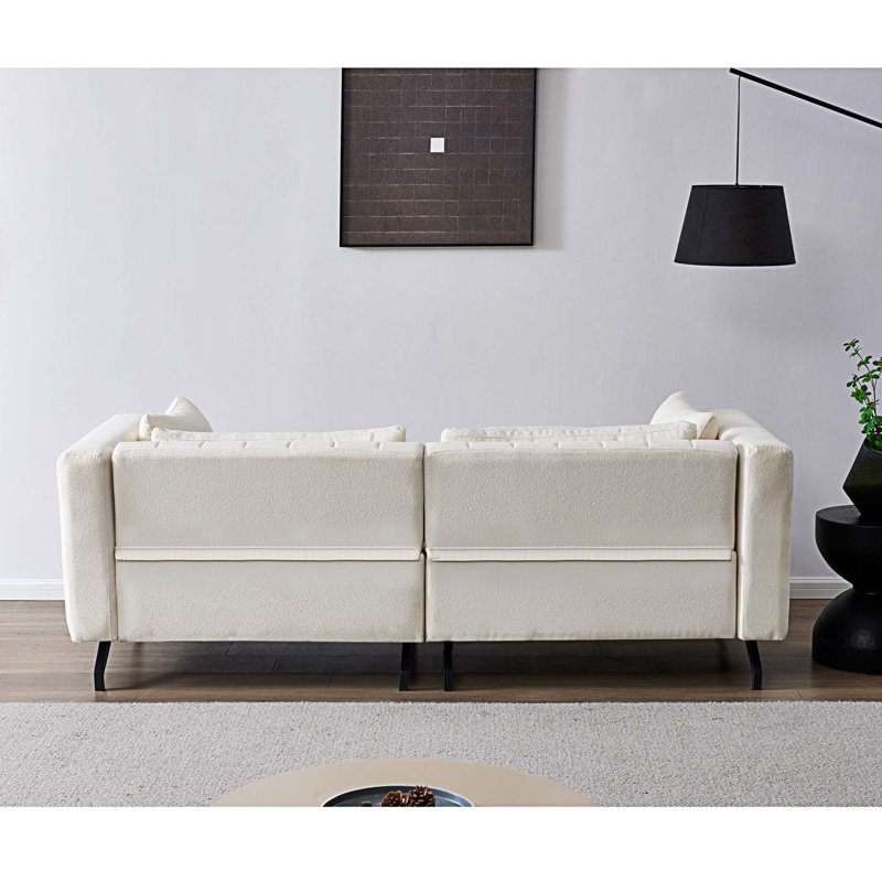 Jimalee 86'' Square Arm Sofa, Polyester Blend Beige