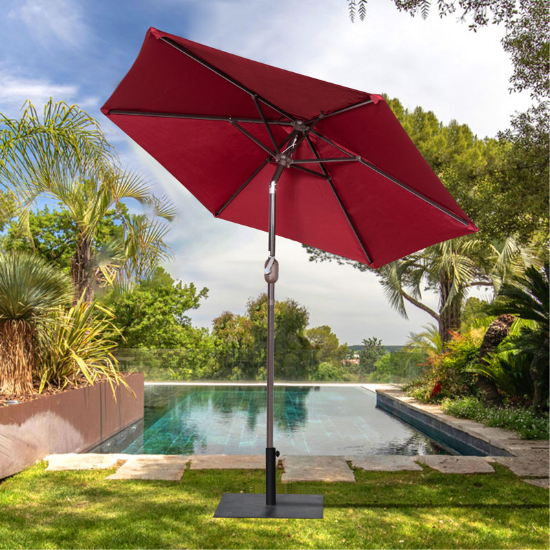 Parasol de marché 86,4 po avec base Prithvi, Rouge