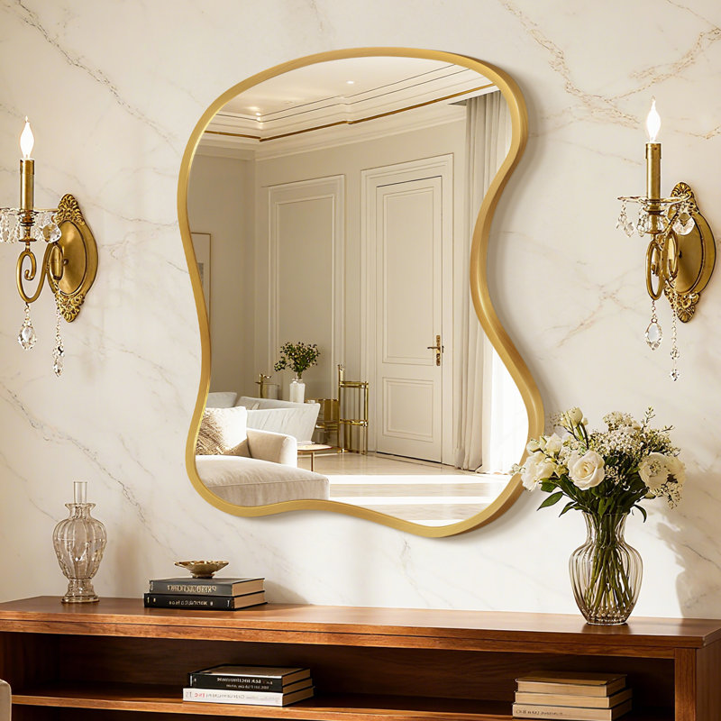 Miroir mural asymétrique, 24 po x 20 po, Doré