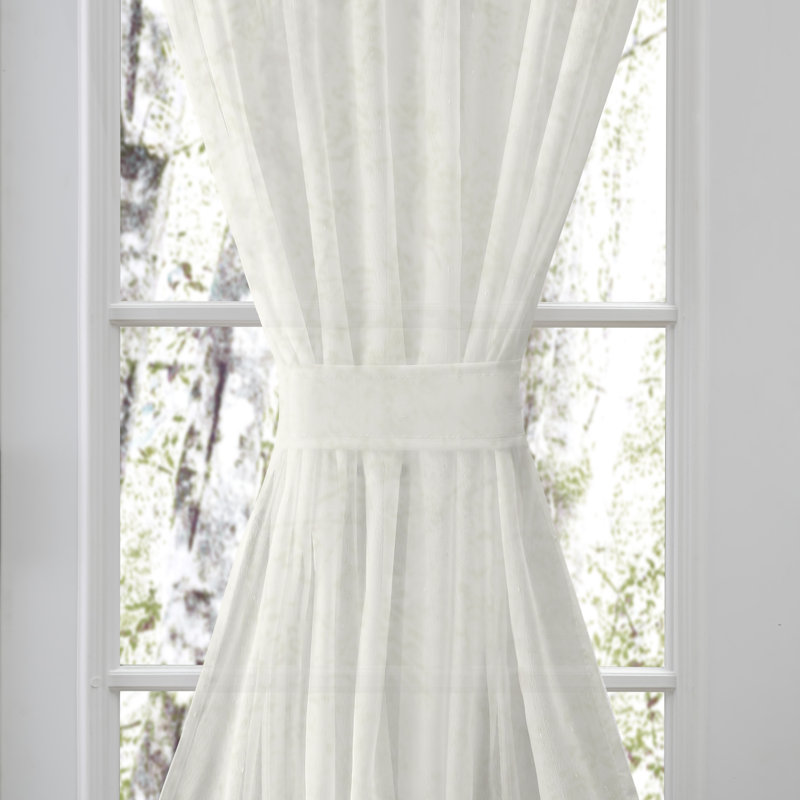 Matao Elegant Semi-Sheer Door Panel Rod Pocket w/ Tiebacks in Various Sizes, Ivory, 40" W x 40" L