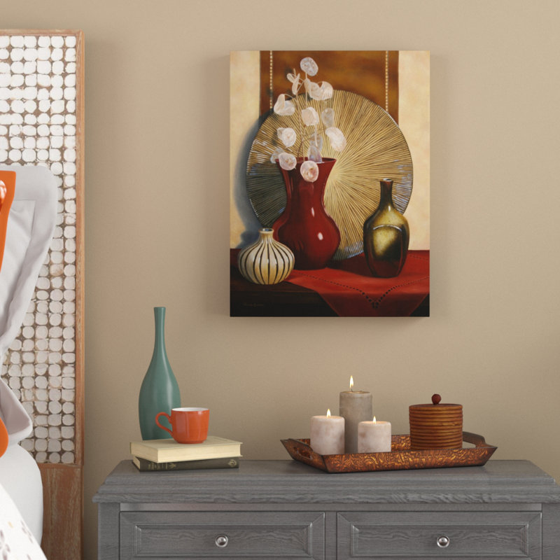Nature morte avec vase rouge par Cecile Baird, reproduction sur toile, H 19 po x l 14 po x P 2 po