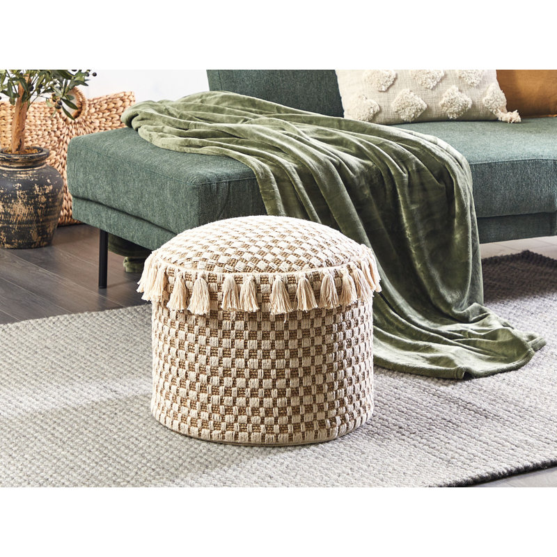 Kilanemos 50cm Wide Round Geometric Pouffe Ottoman