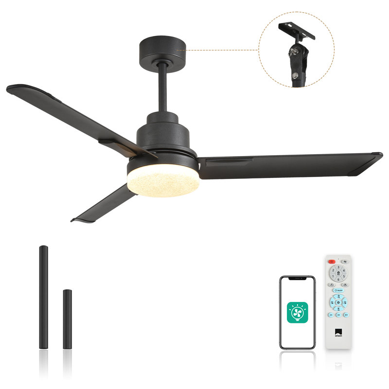 52" Outdoor Ceiling Fan With Lights And Remote Control, Wet Rated Waterproof