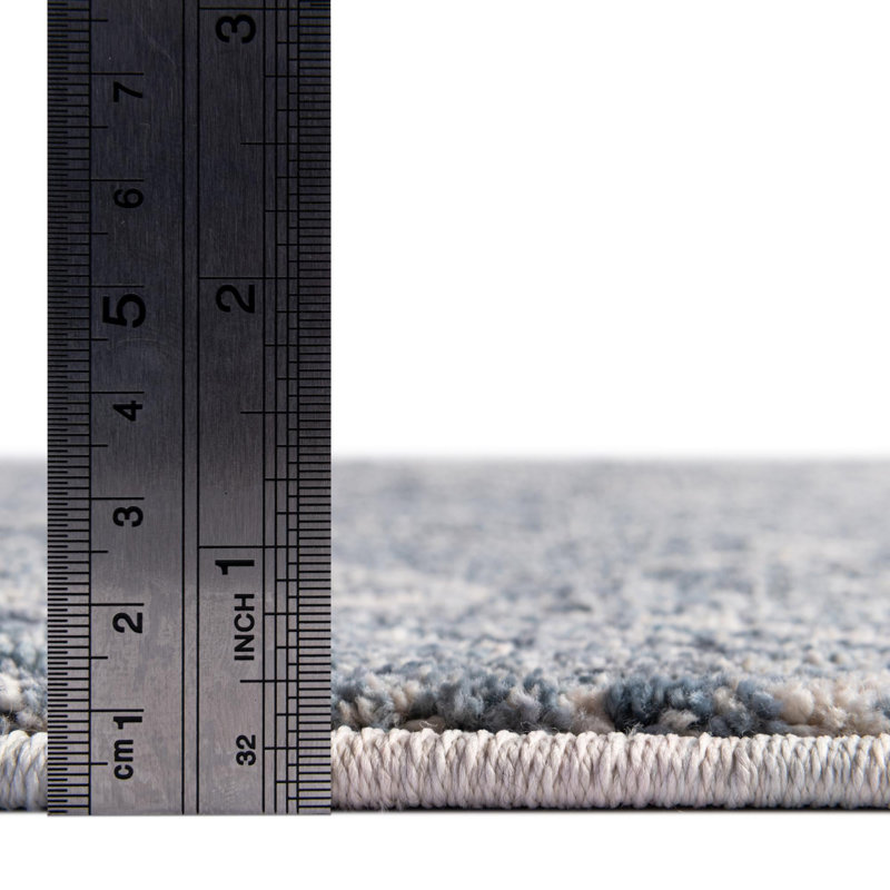 Tapis abstrait bleu ivoire-port, Rectangle 10 pi x 13 pi