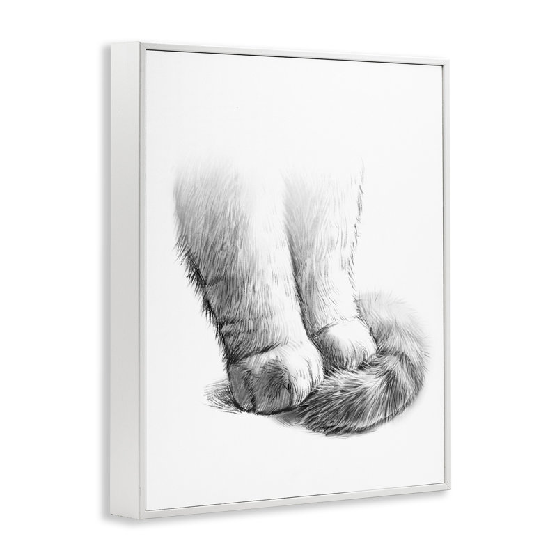 «Fluffy Cat Paws Tail» par Ziwei Li, H 16 po x l 20 po, Giclée encadrée blanc bord de mer