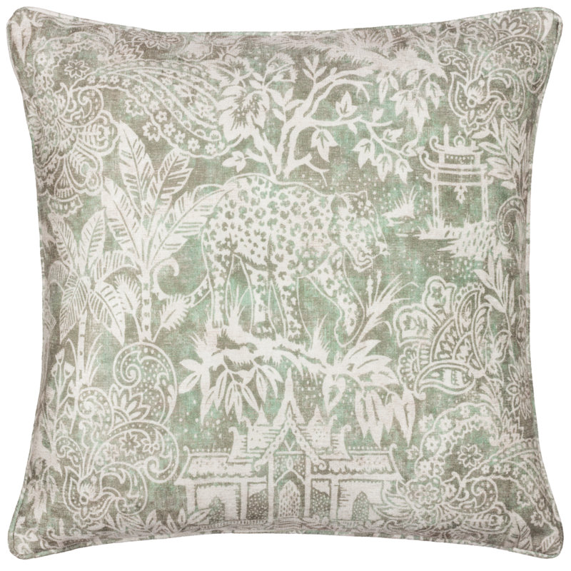Bengal Toile Square Cushion Cover, Green, Polyester