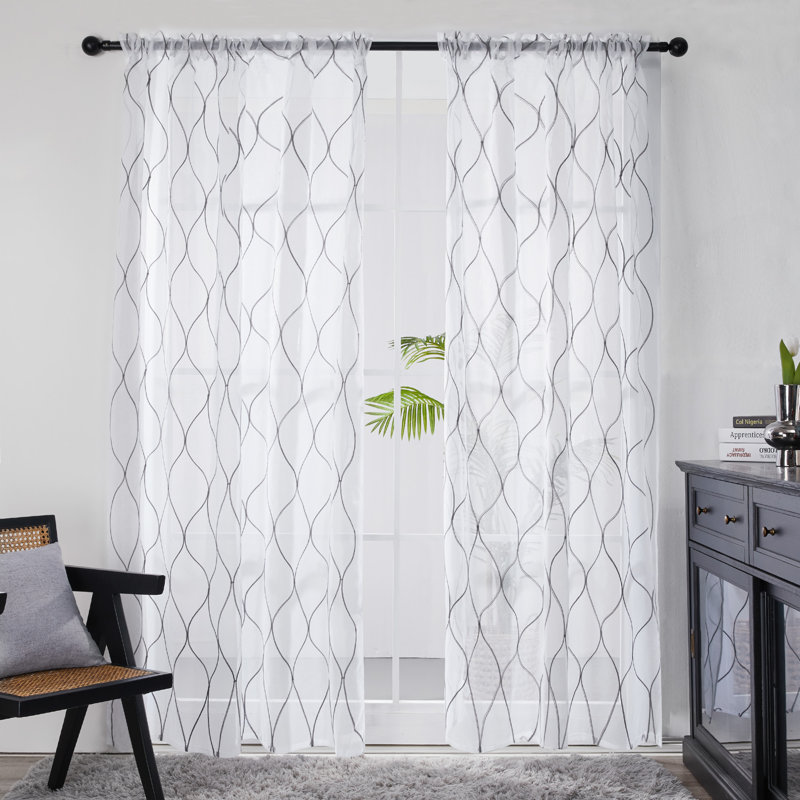 Bravar Sheer Curtain Pair, Gray, 52" W x 72" L