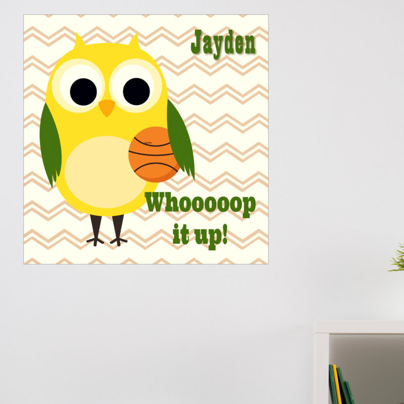Décalcomanie murale personnalisée football hibou, H 20 po x l 20 po, Oui