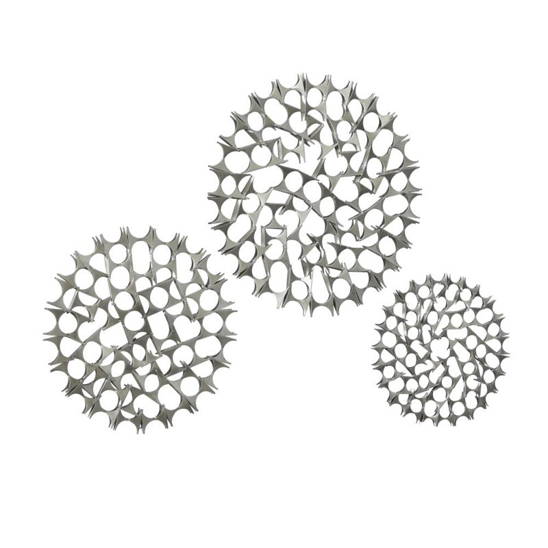 Ensemble de 3 décorations murales étoile en métal avec découpe 15 ", 19", P 23 ", argent