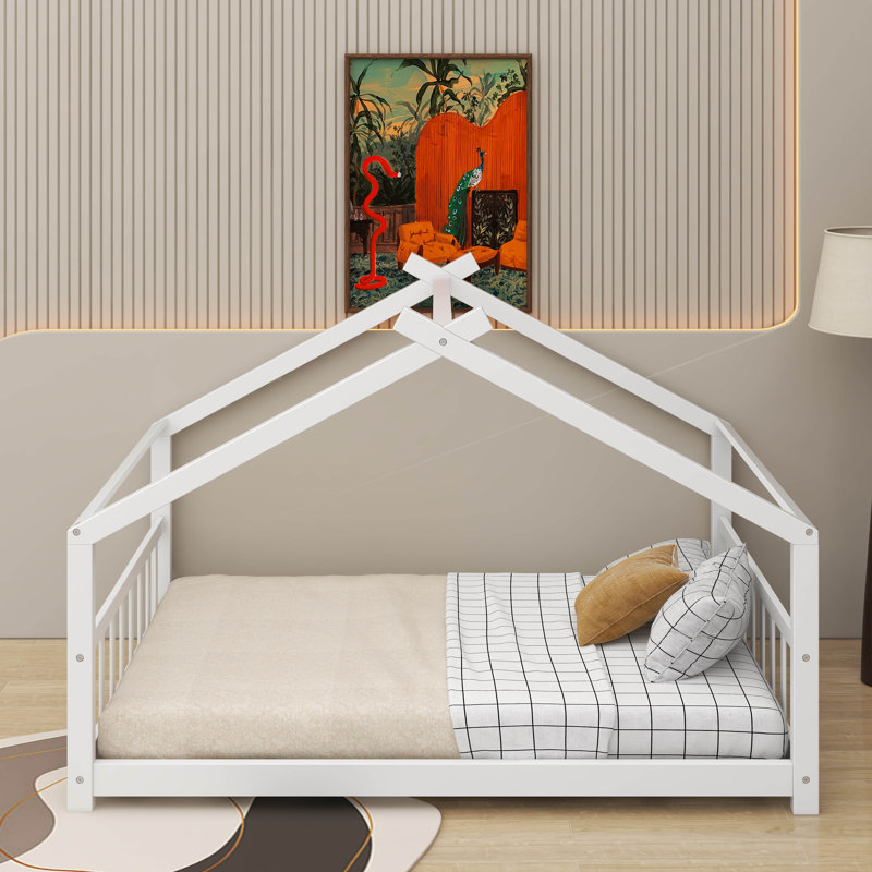 Lit double en bois, Blanc