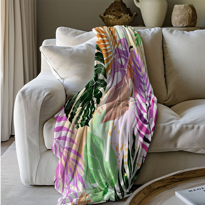 Jeté Luxuriant Jungle Oasis - 1 pièce Sherpa Bl Premium, L 50 po x L 60 po
