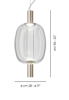 Riflesso Suspension 2L2 Crystal Transparent Matt Copper 2 L3221 Ul, Crystal Transparent, Matte Gold, 2700 Kelvins
