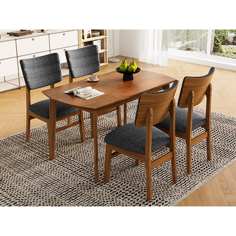 Table de salle à manger rectangulaire 5 pièces et 4 chaises rembourrées, pieds de style Mid-Century contemporain facile à entretenir