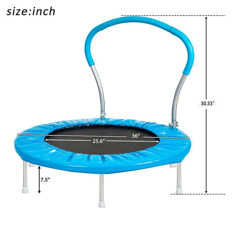 Kids' 36" Blue Round Metal Trampoline with Handle