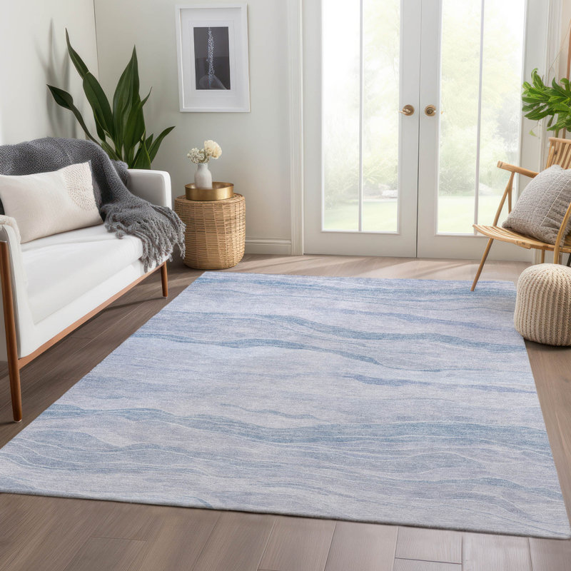 Tapis intérieur / extérieur lavable à la machine Christain ACN1250 Sky, Rectangulaire 8 pi x 10 pi