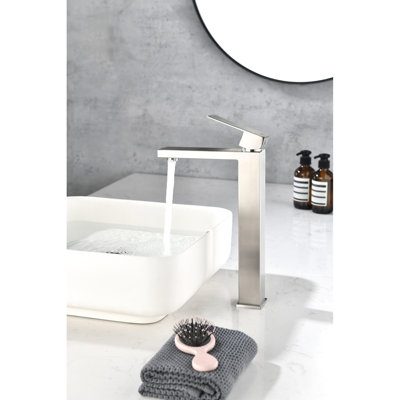 Robinet de lavabo de salle de bain en nickel brossé, fixation à un trou, acier inoxydable, surface de corrosion, robinet à jet d'eau doux en nickel, fixation, débit calme
