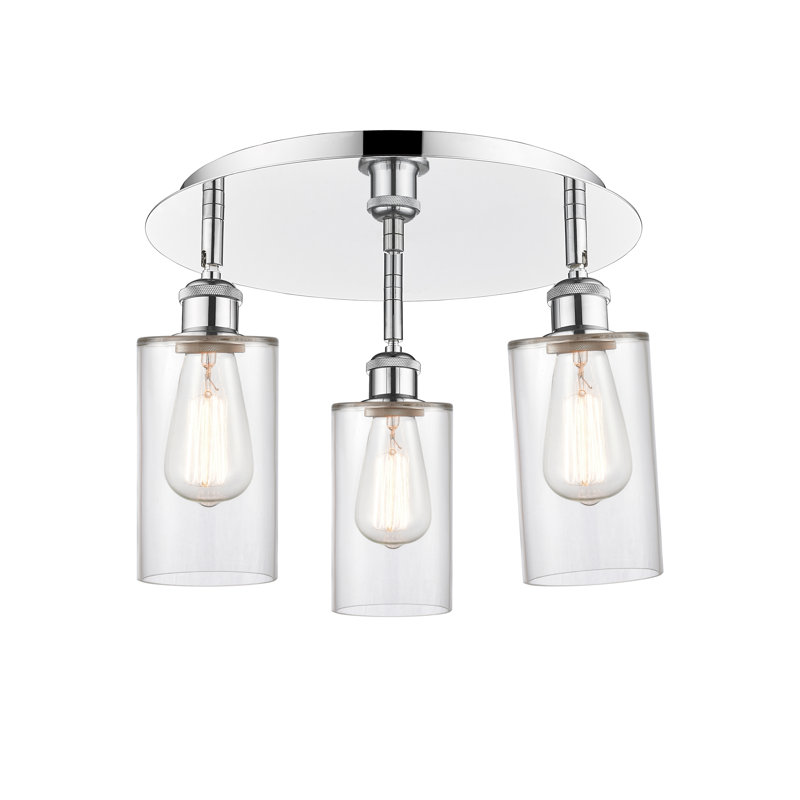 Ervine Glass Semi Flush Mount, Clear, Polished Chrome