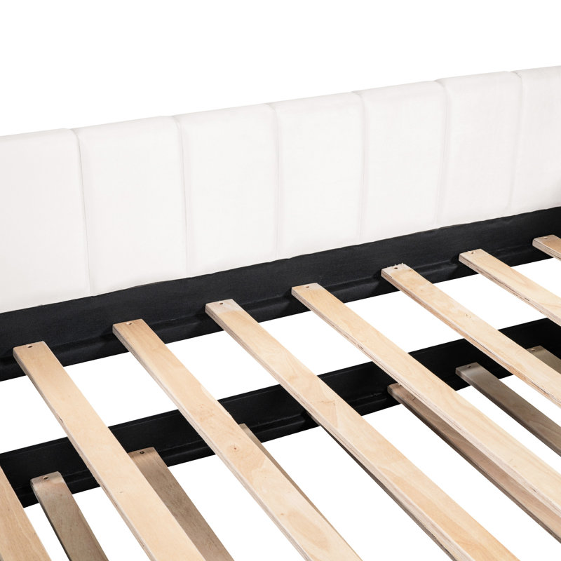 Lit de jour simple beige avec rangement gigogne extensible, ergonomique et flexible, Beige