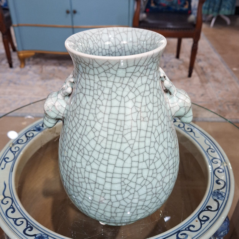 Porcelain Deer Head Handled Vase