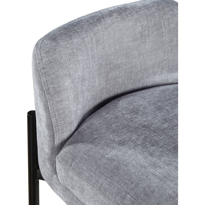 Bourton Upholstered Counter Stool with Metal Frame, Grey Chenille Fabric