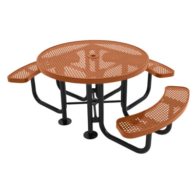 46In Round Picnic Table, Punched, Textured Copper