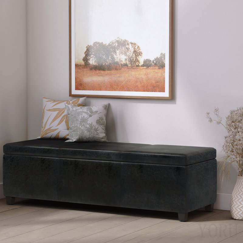 Très grand banc repose-pieds avec rangement, Black, Black