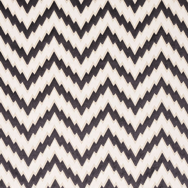 Florentine Chevron Velvet Fabric, Black