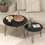 Ensemble de 2 tables basses gigognes rondes de 27,56 po, ensemble de tables de bout gigognes circulaires, plateau de table rond en marbre et base en métal robuste pour le salon, la chambre à coucher, noir