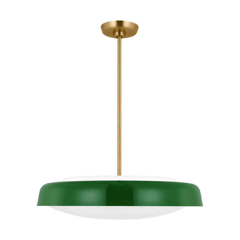 Green and White Milk Glass 3-Light Pendant