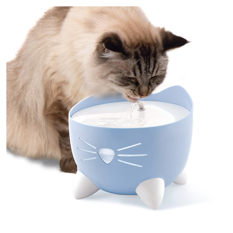 Blue Cat-Shaped Stainless Steel Water Fountain