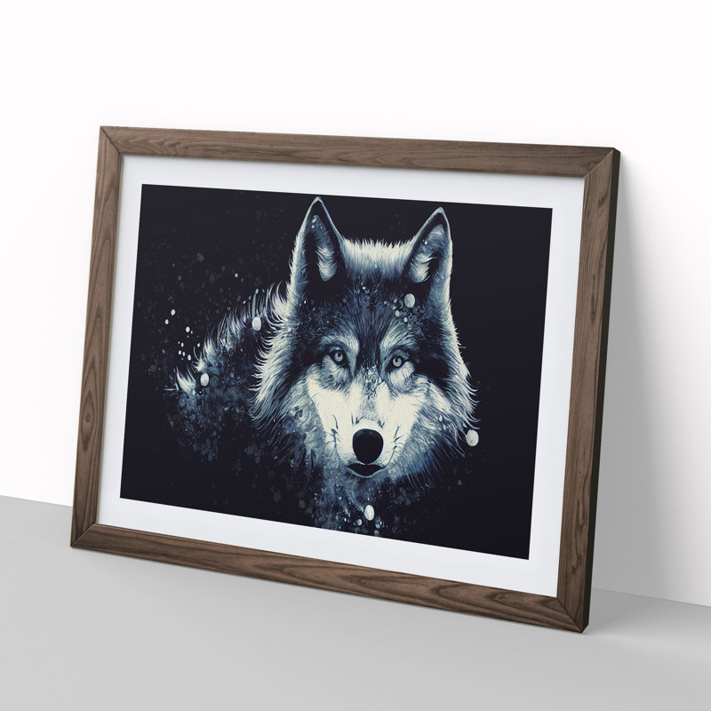 XH1022-10278X Wolf Splatter - Single Picture Frame Print, 34cm H x 46cm W, Walnut