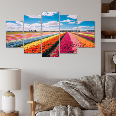 Colorful Tulip Fields II - Tulip Multipanel Wall Art For Living Room