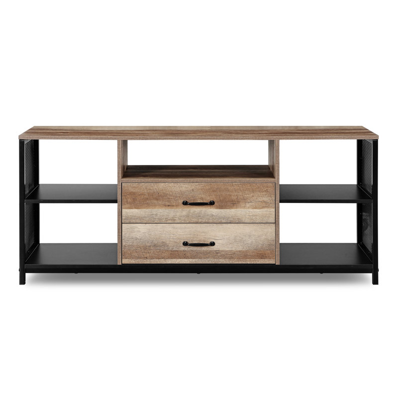 Industrial 2-Drawer TV Stand for TVs up to 60" Rustic Media Console with Storage