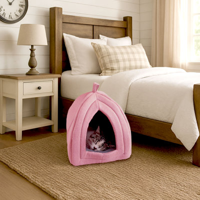 PETMAKER Cat House - Indoor Bed with Removable Foam Cushion - Pet Tent for Puppies, Rabbits, Guinea Pigs, Hedgehogs, and Other Small Animals- Pink