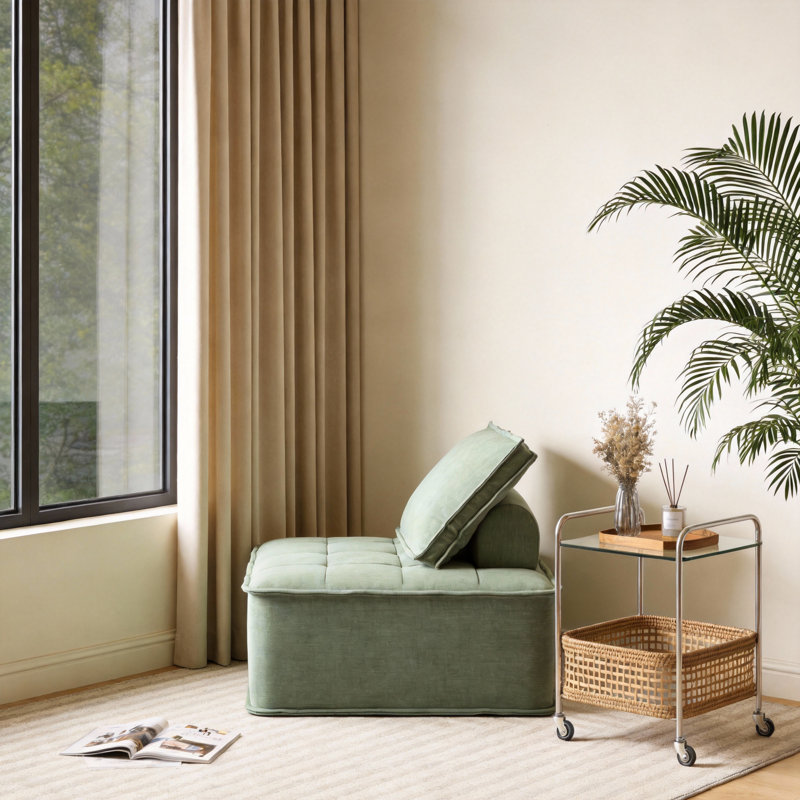 1 Seater Linen Blend Sofa, Green