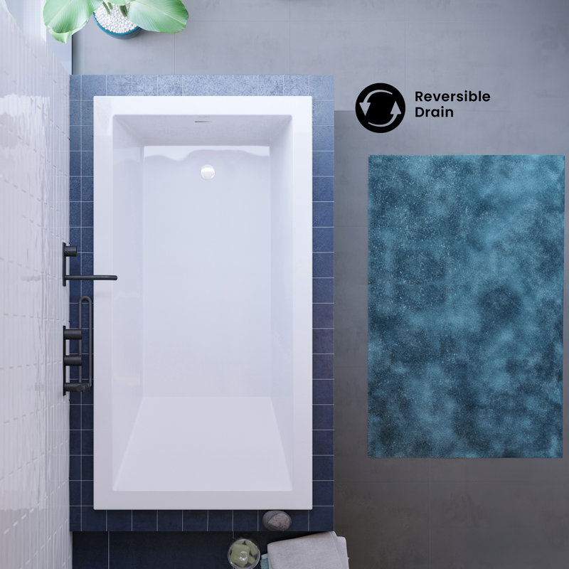 Baignoire de trempage réversible Voltaire 60 X 36 en blanc brillant avec trop-plein intégré, drain inclus
